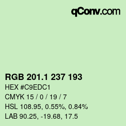 カラーコード: RGB 201.1 237 193 | qconv.com