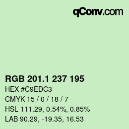 カラーコード: RGB 201.1 237 195 | qconv.com