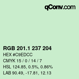 カラーコード: RGB 201.1 237 204 | qconv.com
