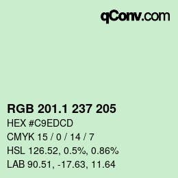 カラーコード: RGB 201.1 237 205 | qconv.com