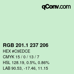 Color code: RGB 201.1 237 206 | qconv.com