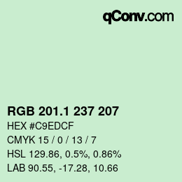 カラーコード: RGB 201.1 237 207 | qconv.com
