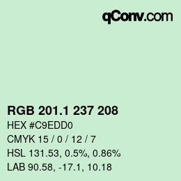 カラーコード: RGB 201.1 237 208 | qconv.com
