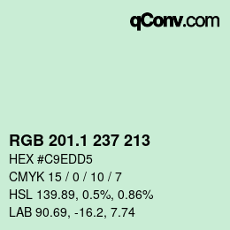 カラーコード: RGB 201.1 237 213 | qconv.com