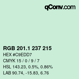 カラーコード: RGB 201.1 237 215 | qconv.com