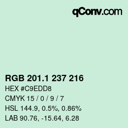 カラーコード: RGB 201.1 237 216 | qconv.com