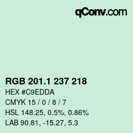 カラーコード: RGB 201.1 237 218 | qconv.com