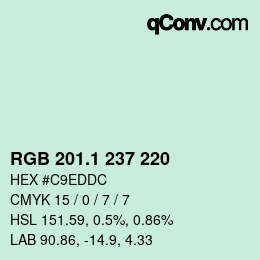 Color code: RGB 201.1 237 220 | qconv.com