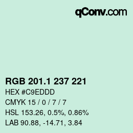 カラーコード: RGB 201.1 237 221 | qconv.com