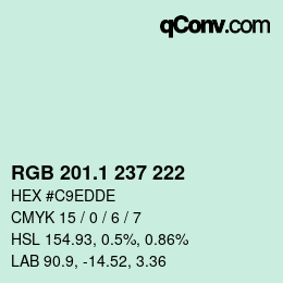 カラーコード: RGB 201.1 237 222 | qconv.com