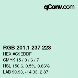 カラーコード: RGB 201.1 237 223 | qconv.com