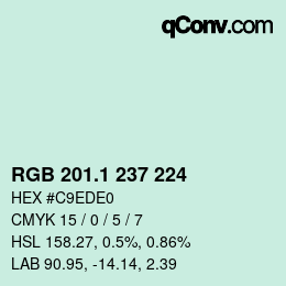 Color code: RGB 201.1 237 224 | qconv.com