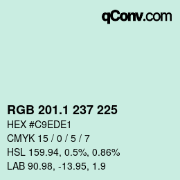 カラーコード: RGB 201.1 237 225 | qconv.com