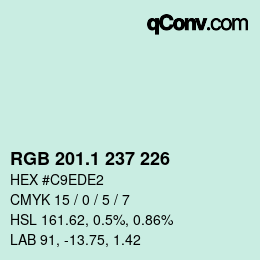 Color code: RGB 201.1 237 226 | qconv.com