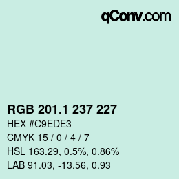カラーコード: RGB 201.1 237 227 | qconv.com