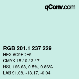 Color code: RGB 201.1 237 229 | qconv.com