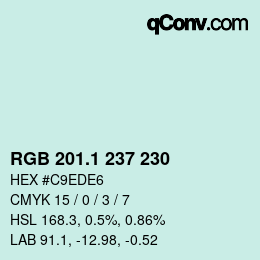 Color code: RGB 201.1 237 230 | qconv.com