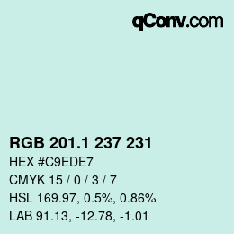 Color code: RGB 201.1 237 231 | qconv.com