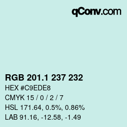 カラーコード: RGB 201.1 237 232 | qconv.com