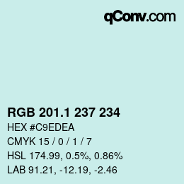 Color code: RGB 201.1 237 234 | qconv.com