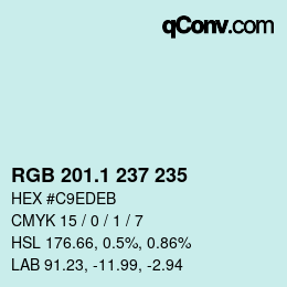 カラーコード: RGB 201.1 237 235 | qconv.com