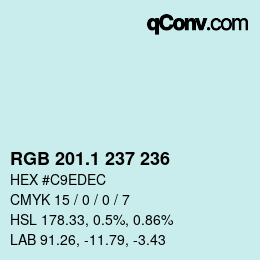 Color code: RGB 201.1 237 236 | qconv.com