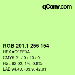 カラーコード: RGB 201.1 255 154 | qconv.com