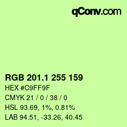 カラーコード: RGB 201.1 255 159 | qconv.com