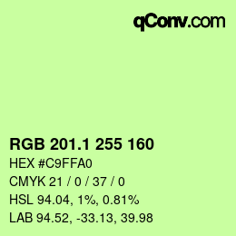 カラーコード: RGB 201.1 255 160 | qconv.com