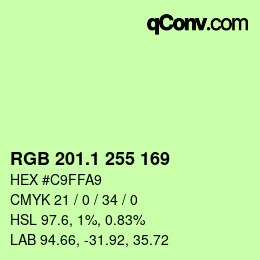 カラーコード: RGB 201.1 255 169 | qconv.com