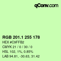 カラーコード: RGB 201.1 255 178 | qconv.com