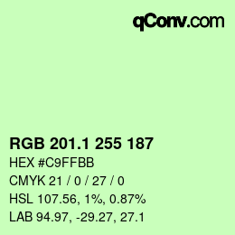 カラーコード: RGB 201.1 255 187 | qconv.com