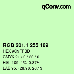 カラーコード: RGB 201.1 255 189 | qconv.com