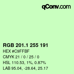 カラーコード: RGB 201.1 255 191 | qconv.com