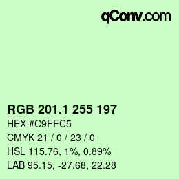 カラーコード: RGB 201.1 255 197 | qconv.com