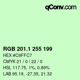 カラーコード: RGB 201.1 255 199 | qconv.com