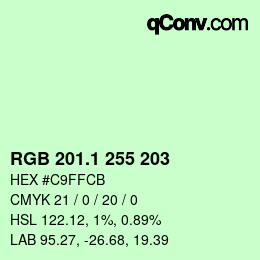 カラーコード: RGB 201.1 255 203 | qconv.com