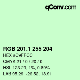 カラーコード: RGB 201.1 255 204 | qconv.com