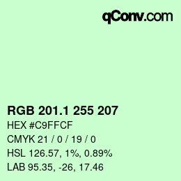カラーコード: RGB 201.1 255 207 | qconv.com