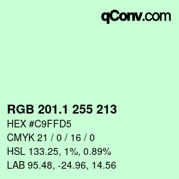 カラーコード: RGB 201.1 255 213 | qconv.com