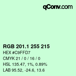 カラーコード: RGB 201.1 255 215 | qconv.com