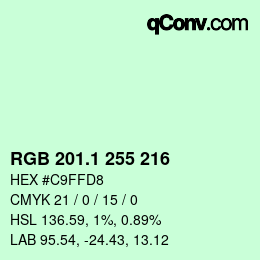 カラーコード: RGB 201.1 255 216 | qconv.com