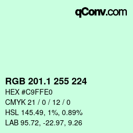 Color code: RGB 201.1 255 224 | qconv.com