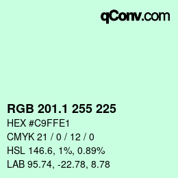 Color code: RGB 201.1 255 225 | qconv.com