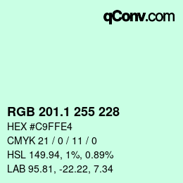 カラーコード: RGB 201.1 255 228 | qconv.com