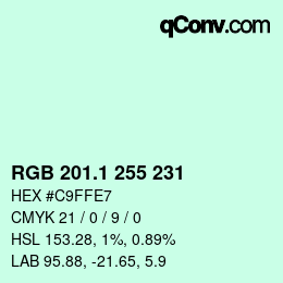 カラーコード: RGB 201.1 255 231 | qconv.com