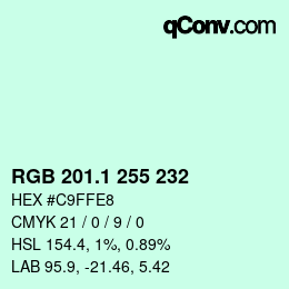 カラーコード: RGB 201.1 255 232 | qconv.com