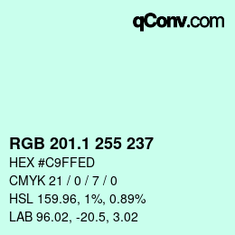 カラーコード: RGB 201.1 255 237 | qconv.com