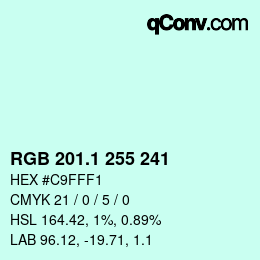 カラーコード: RGB 201.1 255 241 | qconv.com
