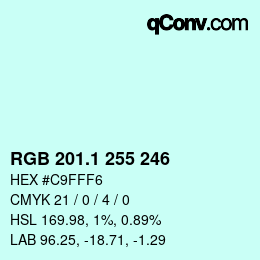 カラーコード: RGB 201.1 255 246 | qconv.com